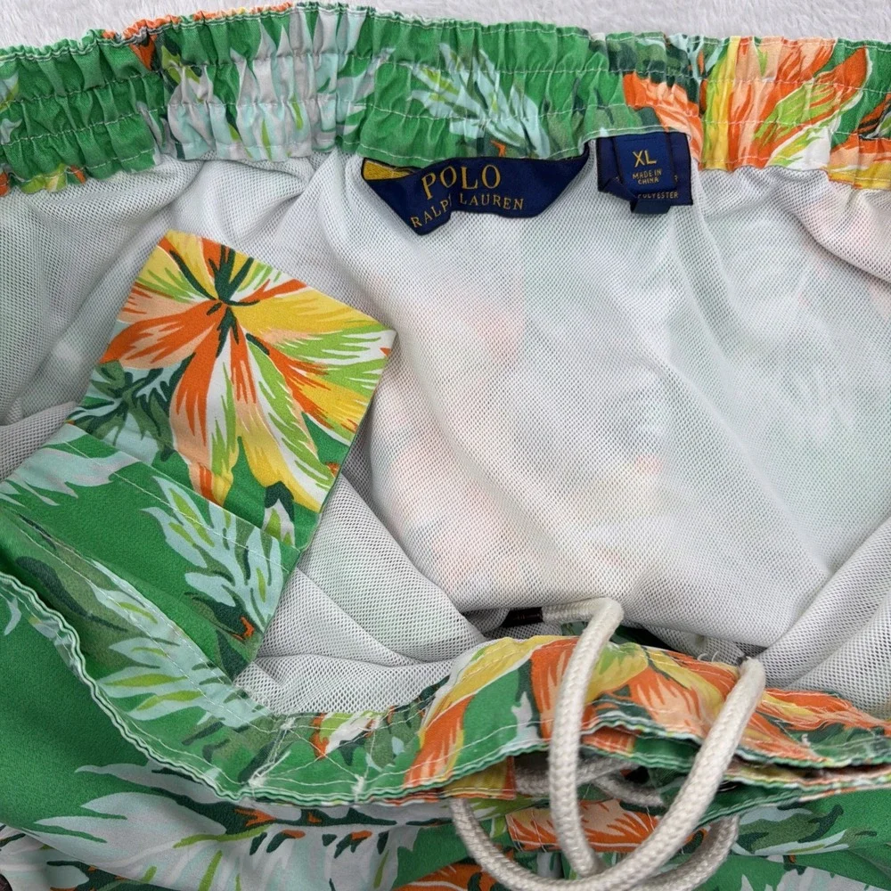 POLO RALPH LAUREN MEN'S SWIM CARGO SHORTS SIZE XL HAWAIIAN FLORAL ALOHA BEACH